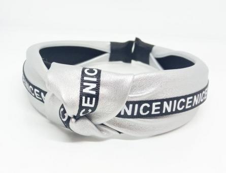 №10329 Обруч экокожа Nice узк. шир.3.8см серебро