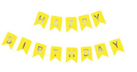 Бумажная надпись Happy Birthday желтая