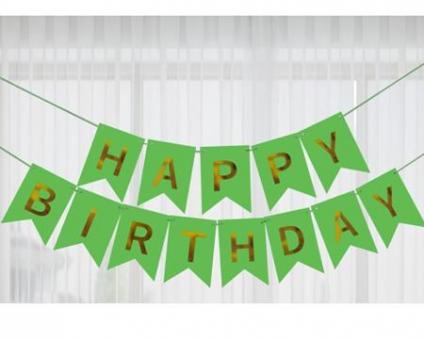 Бумажная надпись Happy Birthday салатовая