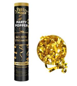 Хлопушка Премиум серпантин золото 30 см. | Partymania PM-05