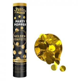 Хлопушка Премиум кружочки золото 30 см. | Partymania PM-07