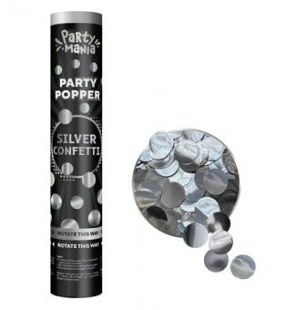 Хлопушка Премиум кружочки серебро 30 см. | Partymania PM-08