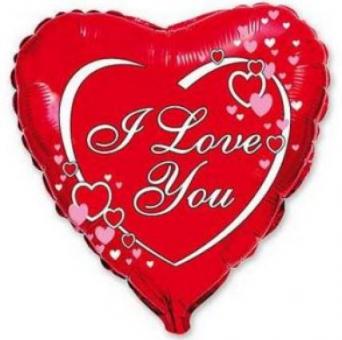 Сердце I love You красное 45х45см.