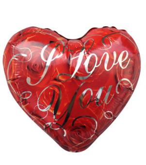 Сердце I love You красное с розами 45х45см.