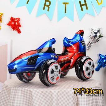 Фольгированный шар Стоячая фигура Гоночная формула синяя 65*32см.