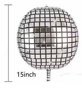 Фольгированный шар 3D Диско сфера серебро 15"(38 см)