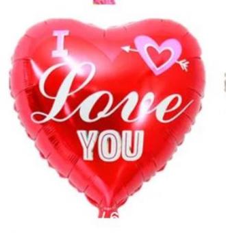 Сердце I love You красное с розово белым сердцем 45х45см
