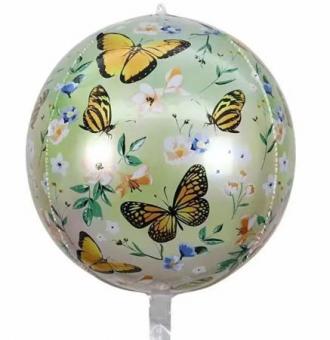 Шарик фольгированный куб(сфера) бабочки 22"(55см)