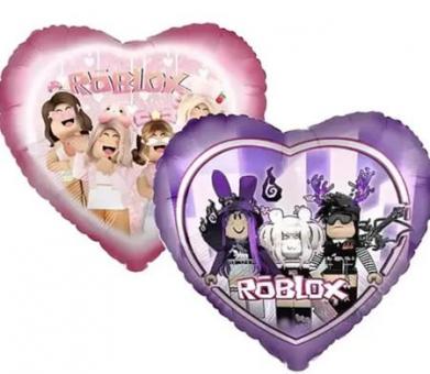 Серце фольговане ROBLOX дівчинки (фіолетово-рожеві) 45х45см.