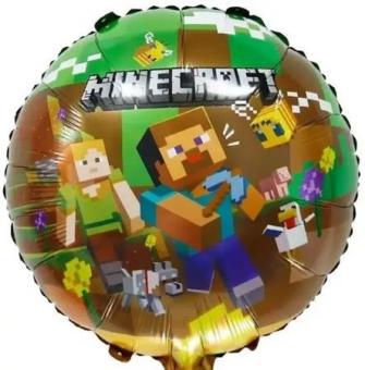 Круг фольгированный Майнкрафт зеленый одностороний  45х45см(minecraft)