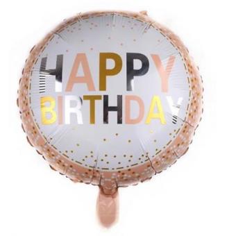 Куля фольгована коло happy birthday (персикова) 45х45см. Китай