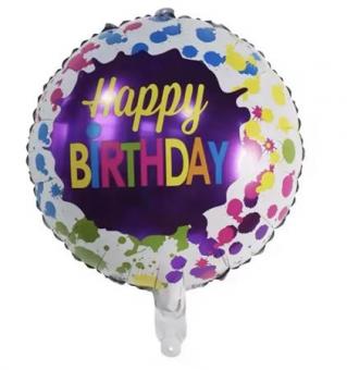 Куля фольгована коло happy birthday (різнокольоровою) 45х45см. Китай