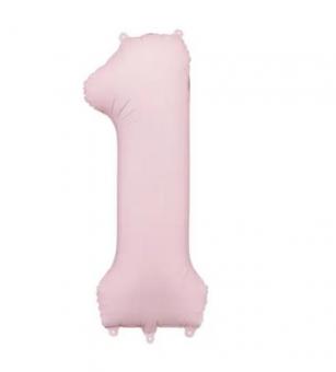 Фольгированная цифра "1" PartyDeco Pink Slim matt  39" (100см) УП