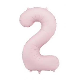 Фольгированная цифра "2" PartyDeco Pink Slim matt  39" (100см) УП