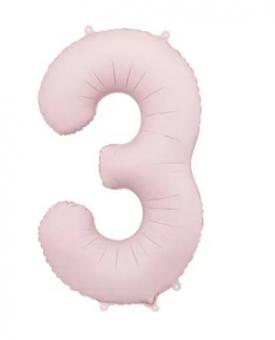 Фольгированная цифра "3" PartyDeco Pink Slim matt  39" (100см) УП