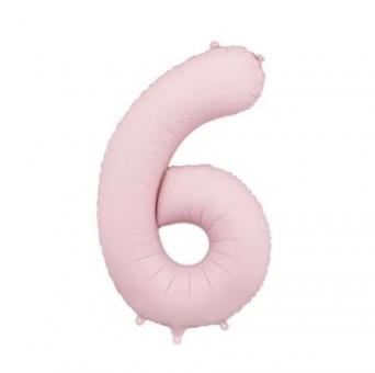 Фольгированная цифра "6" PartyDeco Pink Slim matt  39" (100см) УП
