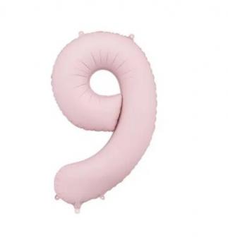 Фольгированная цифра "9" PartyDeco Pink Slim matt  39" (100см) УП