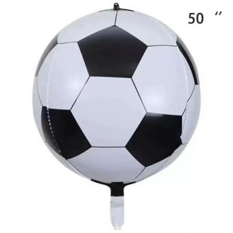 Шарик фольгированный сфера Футбольный мяч черный 50"(127 см.)