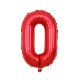 Цифра фольгированная красная 0 большая 100см. Китай (УП)