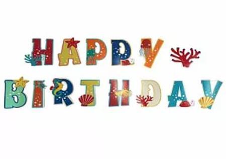 Бумажная надпись Happy Birthday морскоая тематика