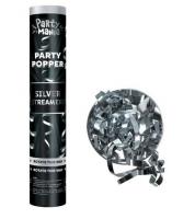 Хлопушка Премиум серебряный серпантин 30 см | Partymania