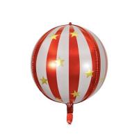 Сфера 3D новогодняя со звездочками красная 22"(55 см)