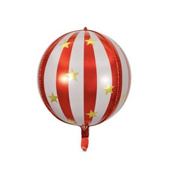 Сфера 3D новогодняя со звездочками красная 22"(55 см)