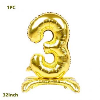 Цифра "3" с подставкой 32"(80см.) золото