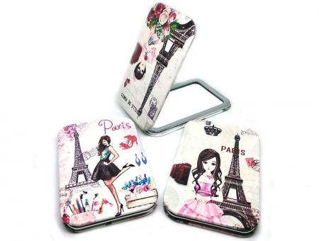 №6215 Зеркальце Paris двойное экокожа