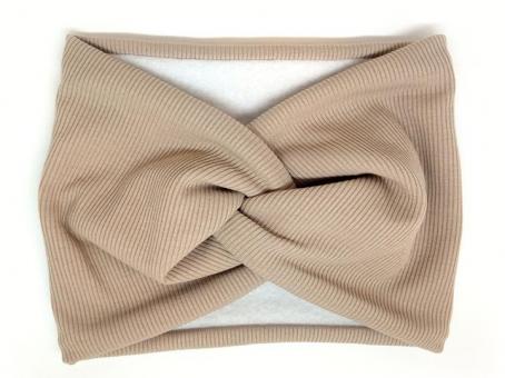 №728 Повязка трикотаж флис тем.беж.21х15см