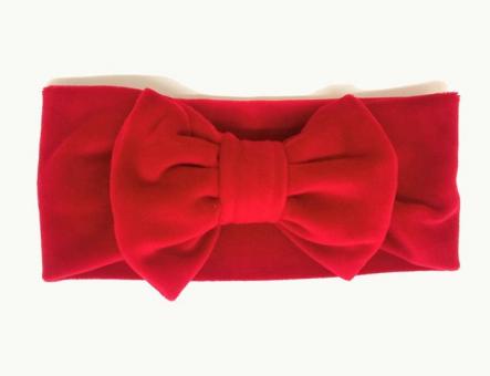№8077 Повязка спорт-велюр бант красн.21х9см
