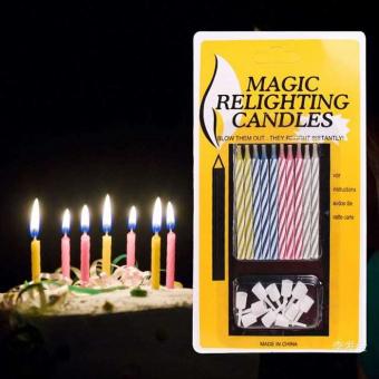 Свечи для торта Magic незатухающие 10 шт. с креплениями