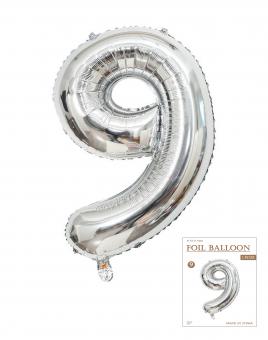 Цифра під гелій 9 середня 80 см срібна Jason Balloons