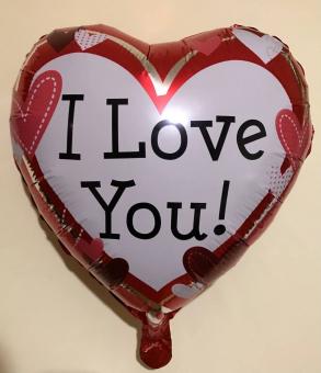 Сердце I love You красное с белым 45х45см