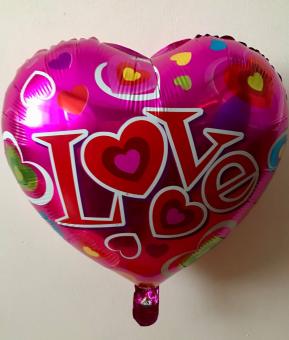 Сердце I love You ярко розовое  45х45см